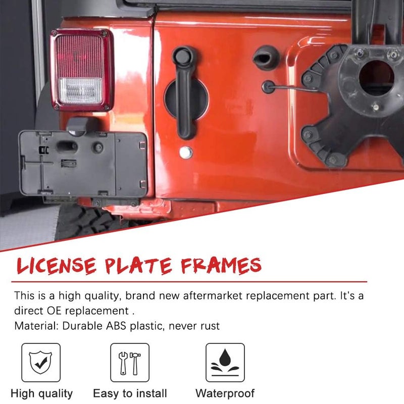 Apeixoto Black Rear License Plate Holder with Lamp for 2007-2016 Wrangler JK License Plate Tag Frames Brackets Accessories - Image 2